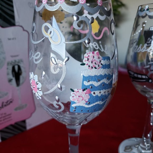 LOLITA "Love my Wine" Wedding Bride&Groom Wine glasses set - Picture 8 of 14